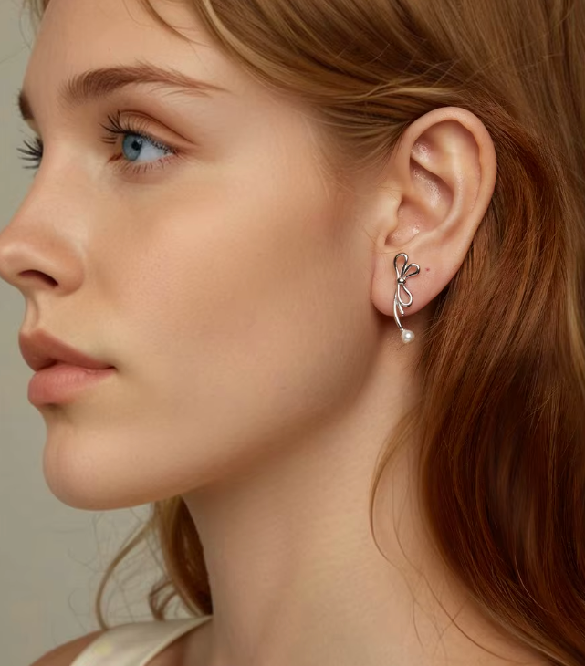 Bow Knot Pearl Earrings