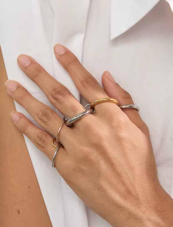Tricolor Five Links Stacked Ring