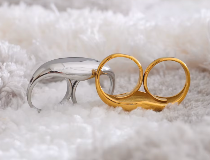 Double Finger Geometric Ring