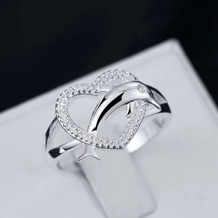 Dolphin Heart Ring