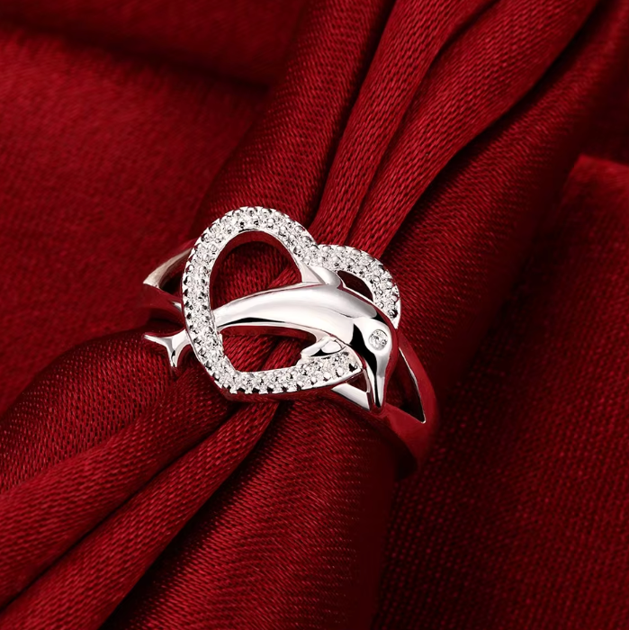 Dolphin Heart Ring