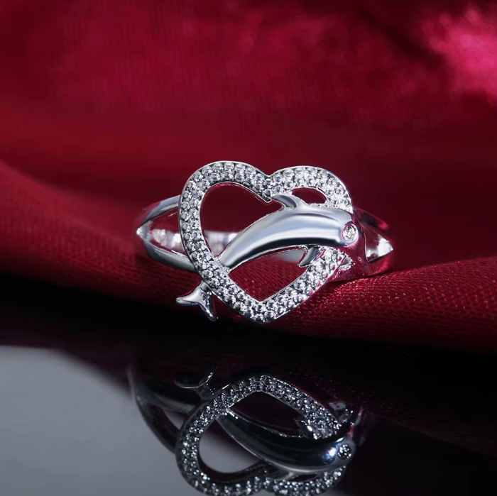Dolphin Heart Ring