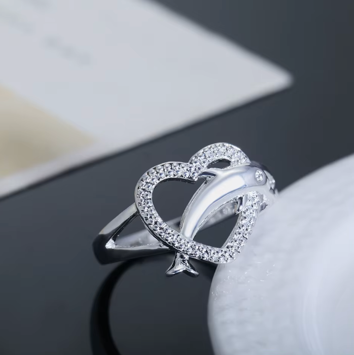 Dolphin Heart Ring
