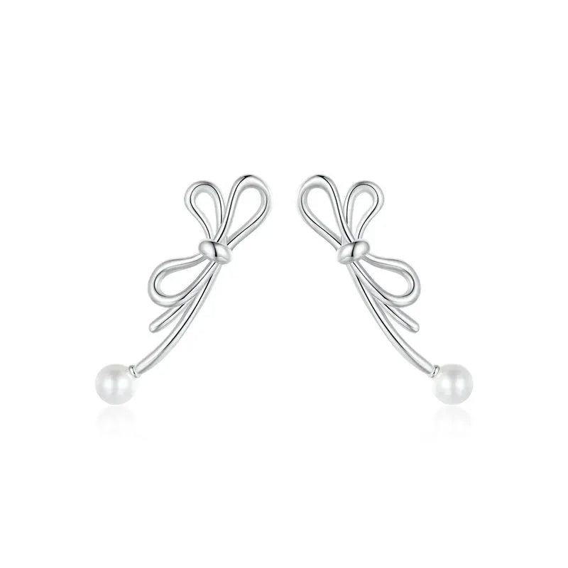 Bow Knot Pearl Earrings
