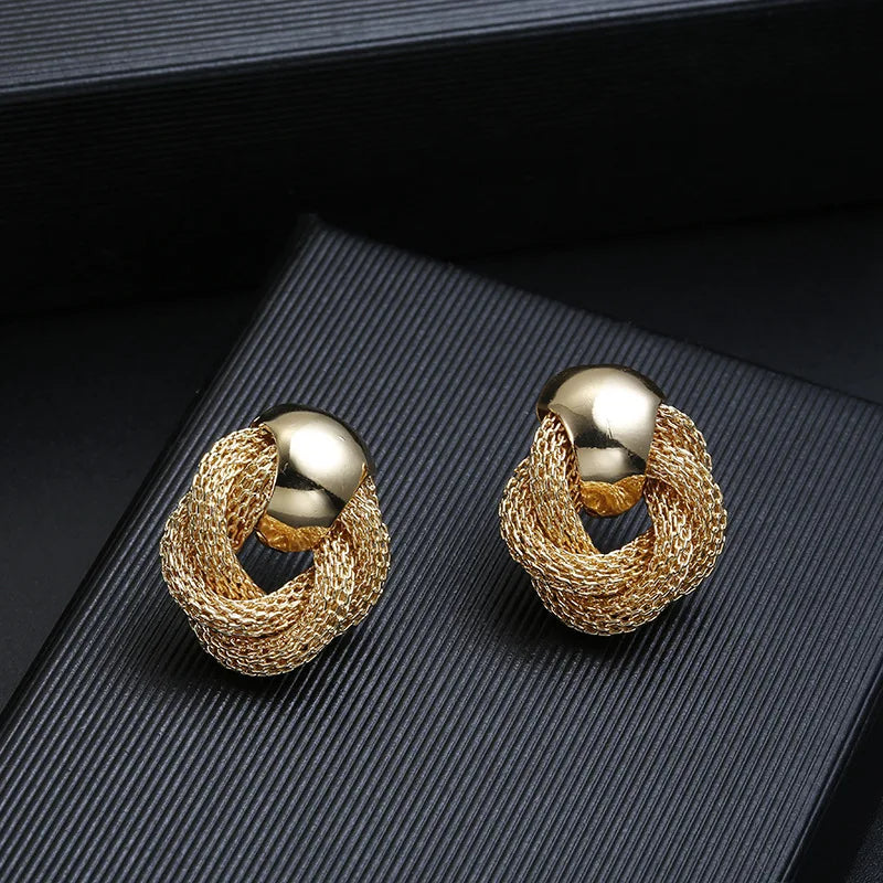 Metallic Twisted Dangle Earrings