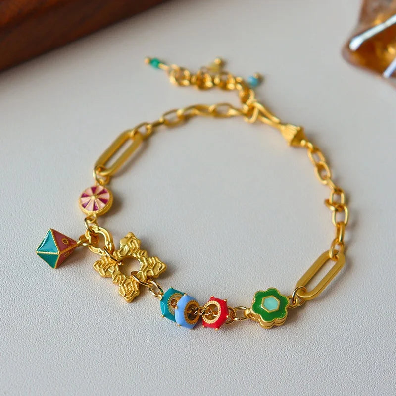 Colorful Enamel Charm Bracelet