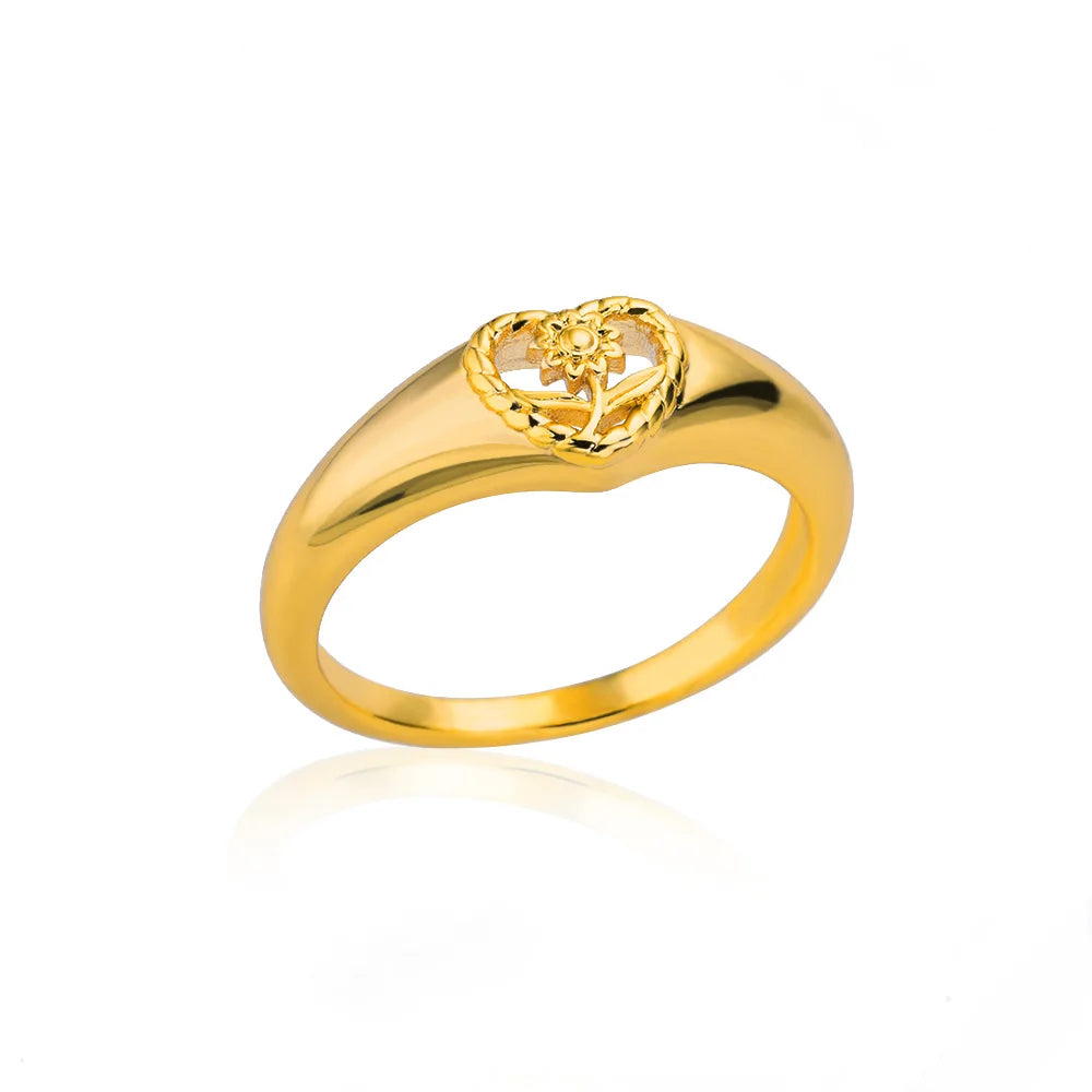 Hollow Heart Sunflower Ring