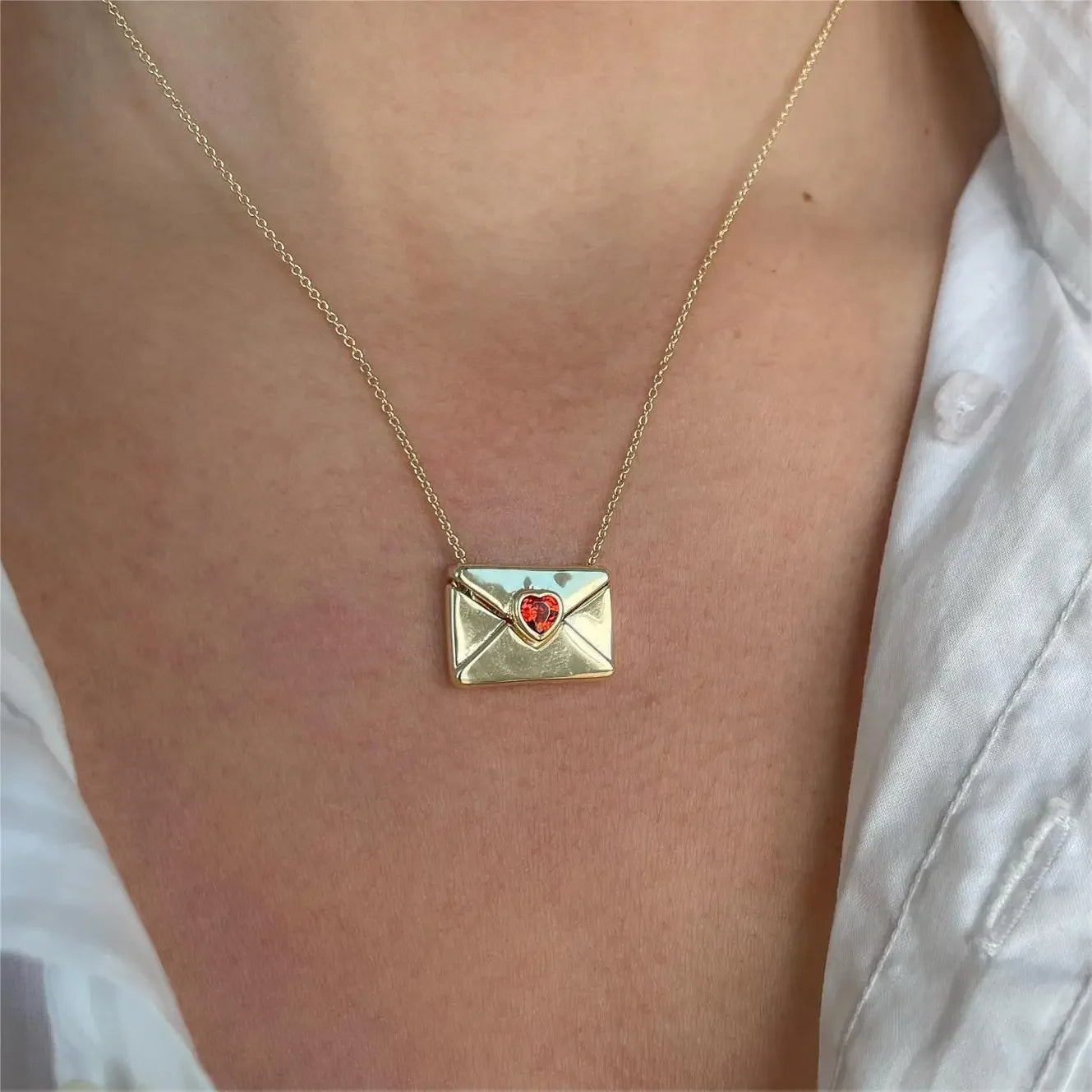 "I Love You" Envelope Necklace