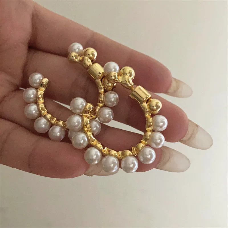 C-Shaped Pearl Earrings