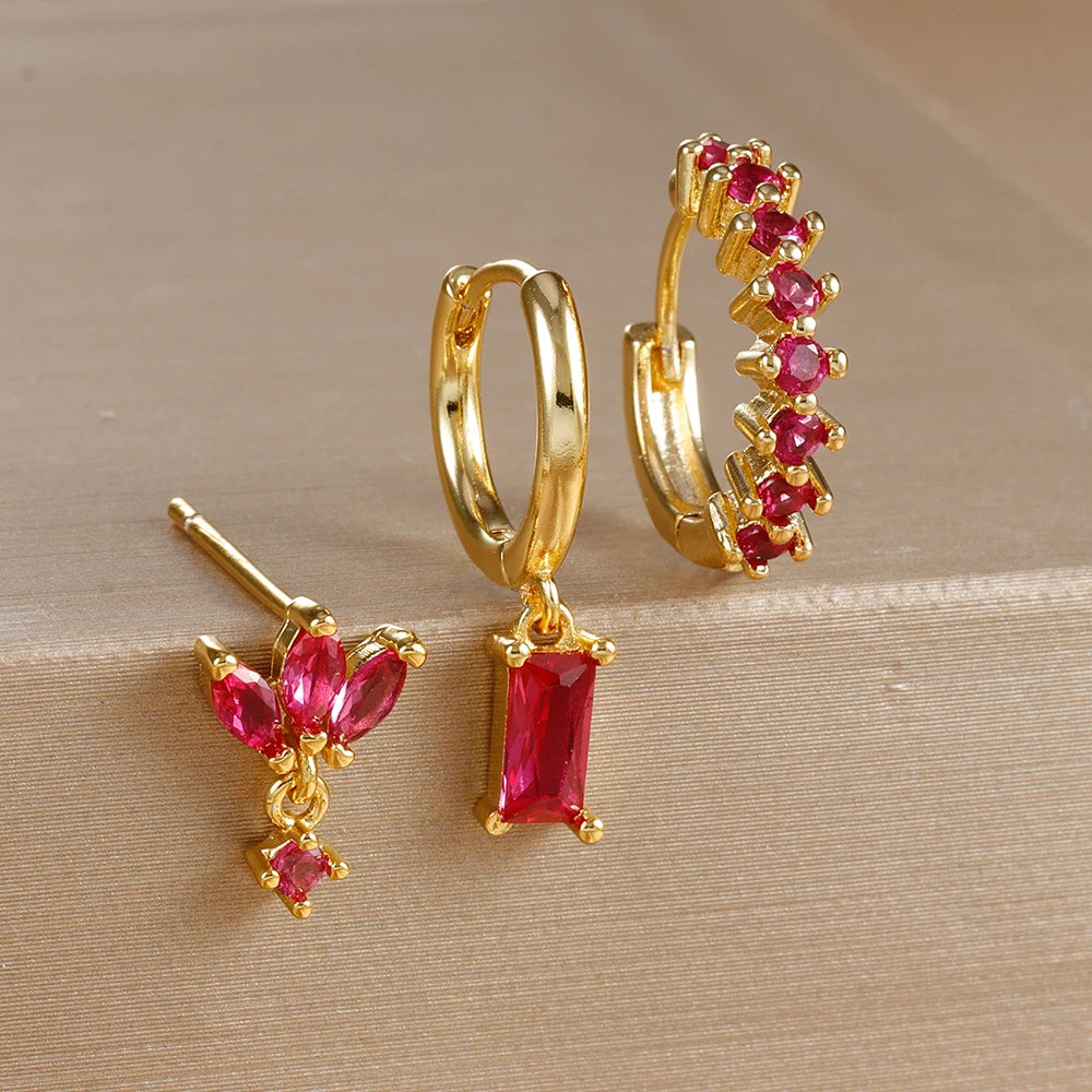 Geometric Zircon Hoop Earrings