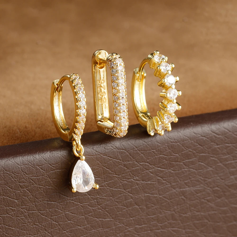 Geometric Zircon Hoop Earrings
