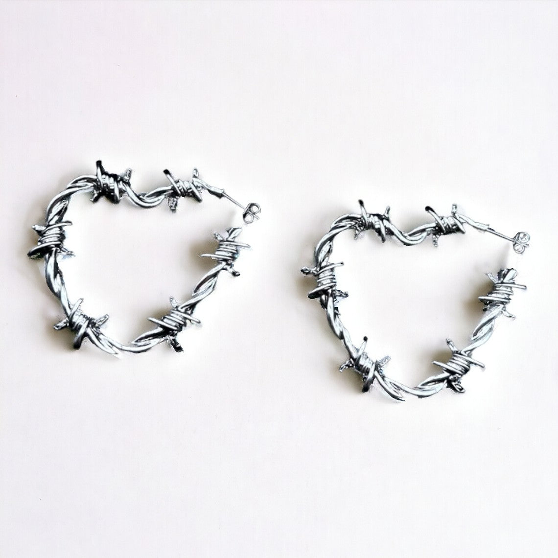 Barbed Wire Heart Hoop Earrings