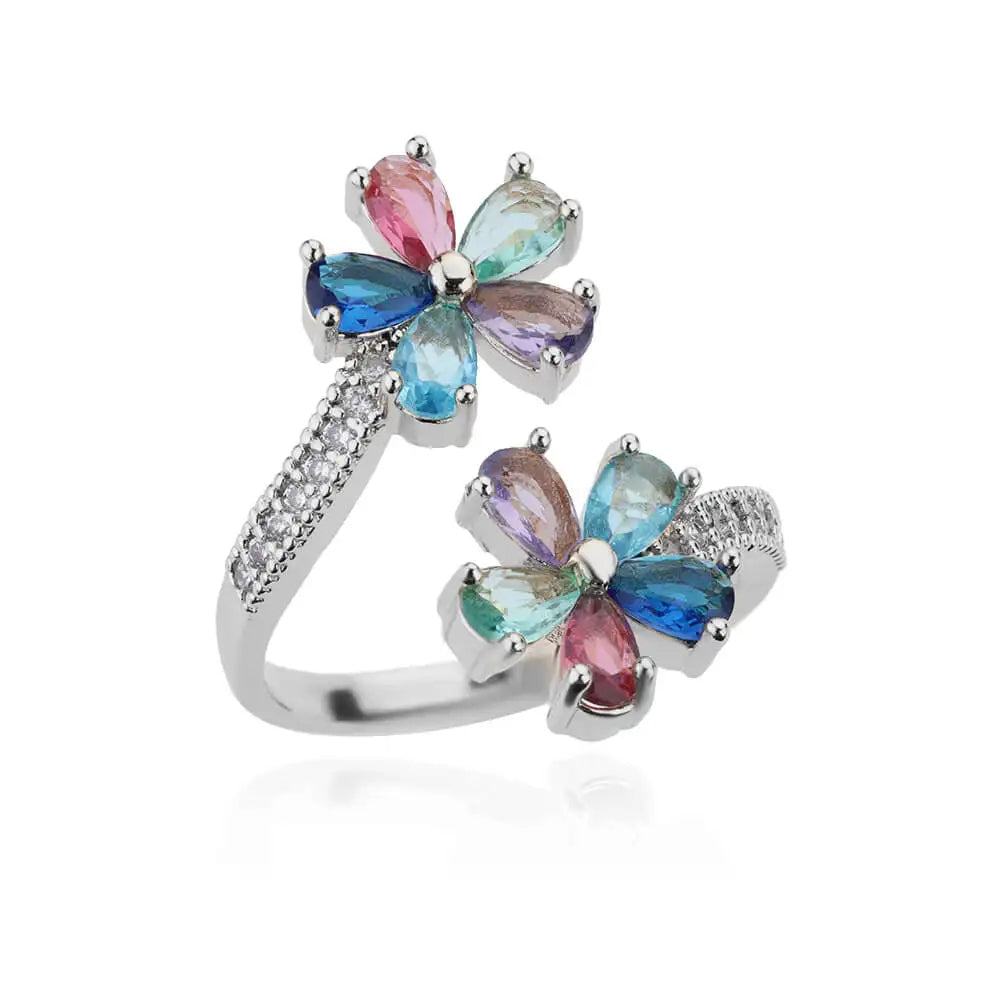 Colored Double Flower Ring