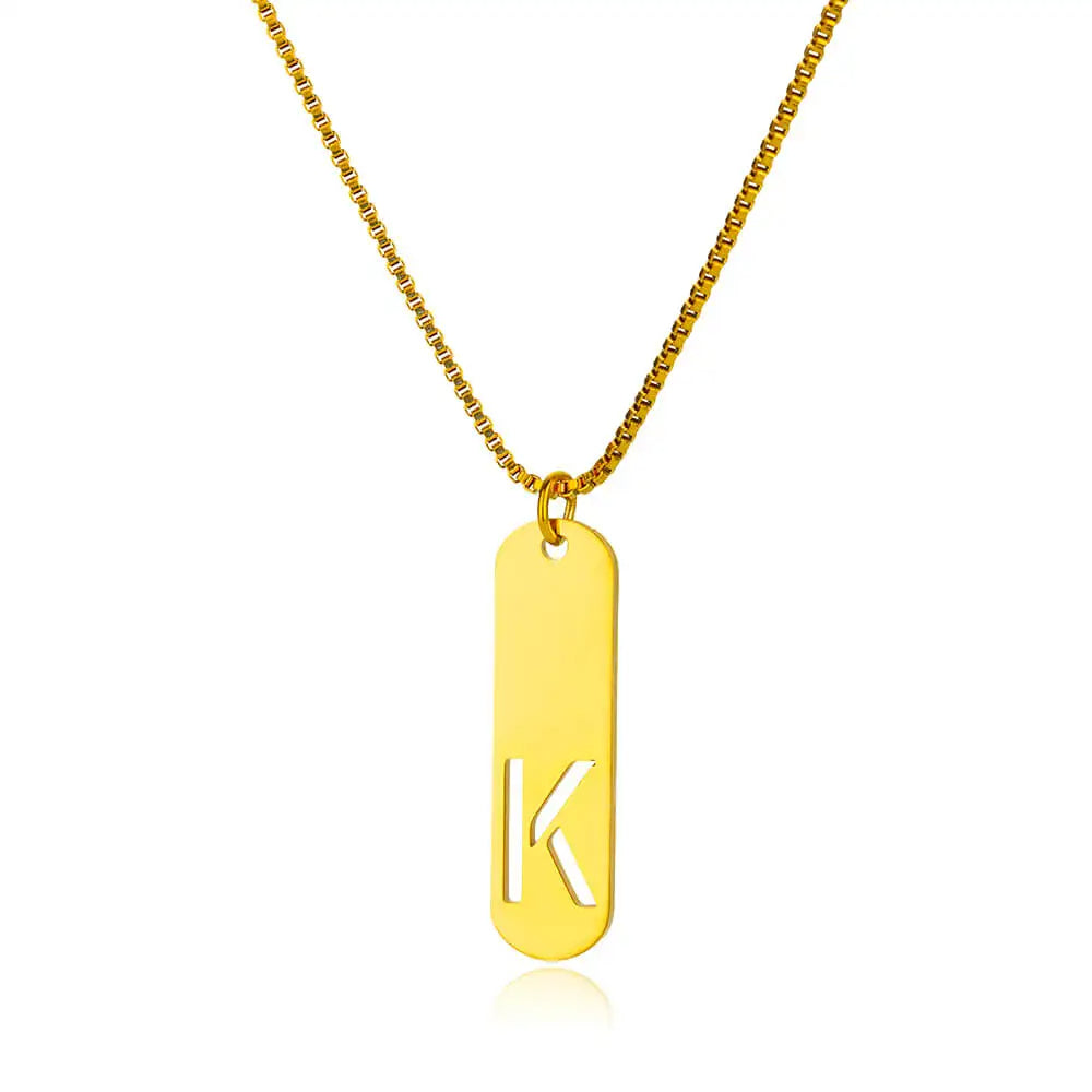 Hollow Initial Necklace