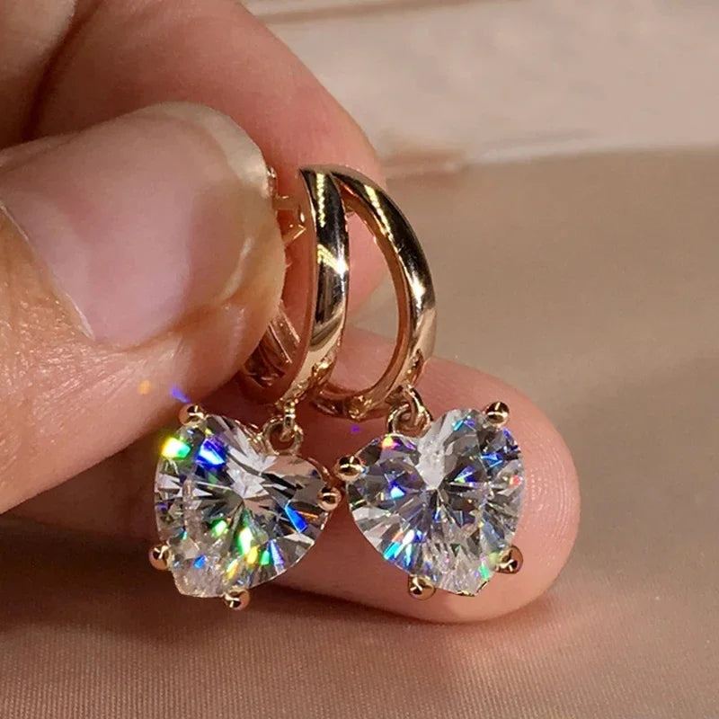 Zircon Heart Hoop Earrings