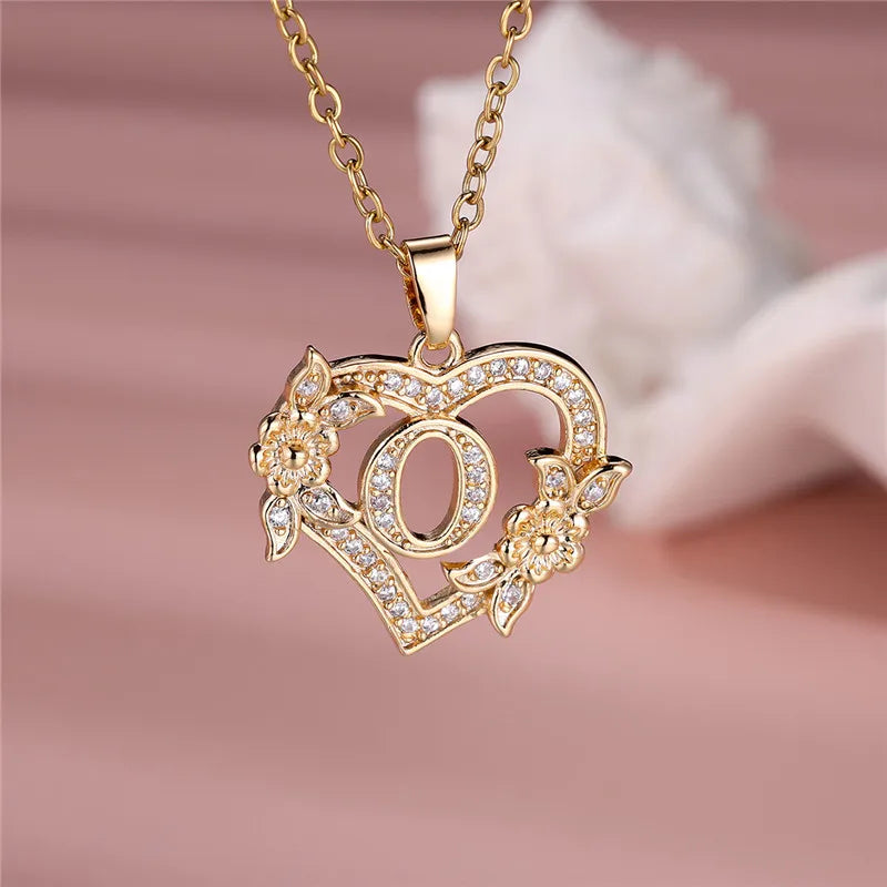 A-Z Flower Heart Necklace