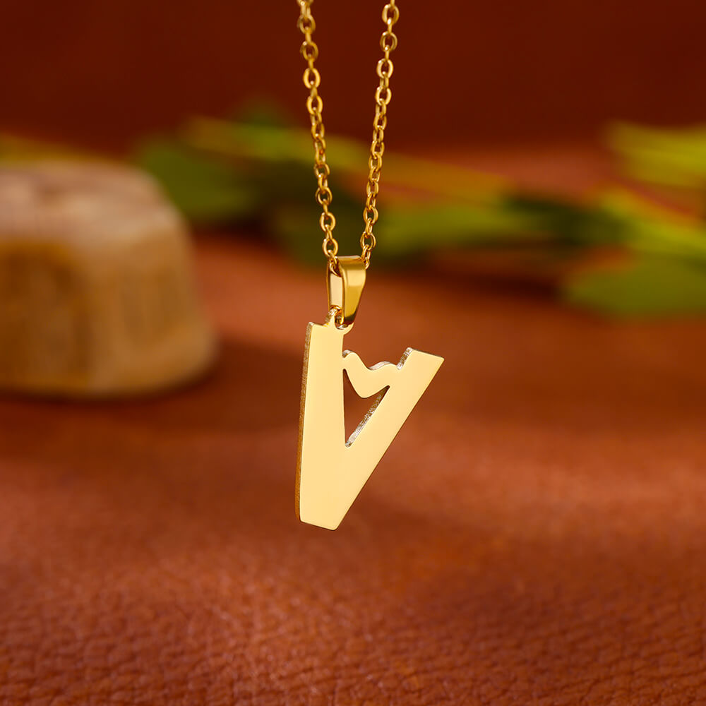 Gold Plated Initial Letter Love Necklace