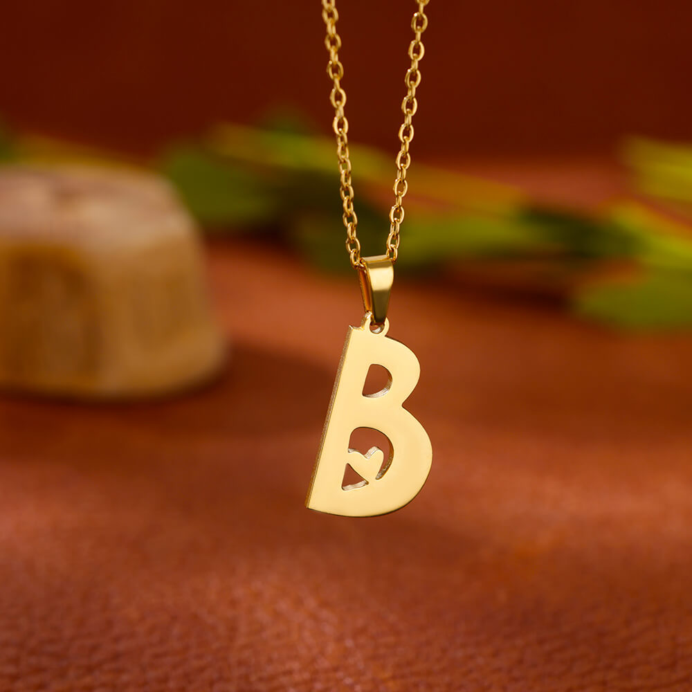 Gold Plated Initial Letter Love Necklace