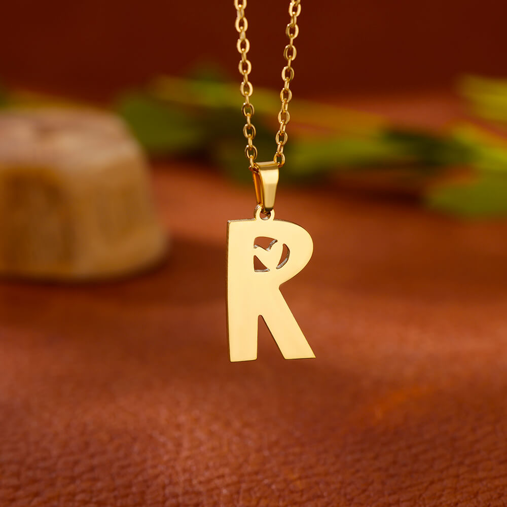 Gold Plated Initial Letter Love Necklace