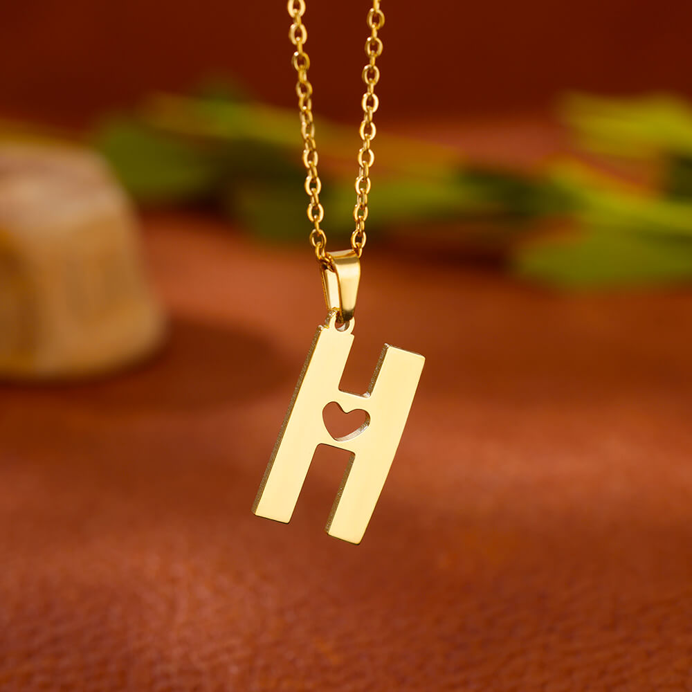 Gold Plated Initial Letter Love Necklace