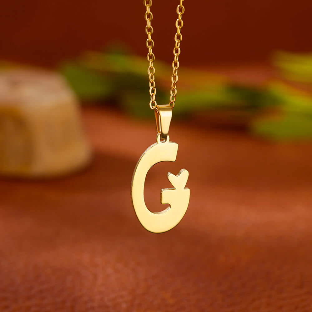Gold Plated Initial Letter Love Necklace