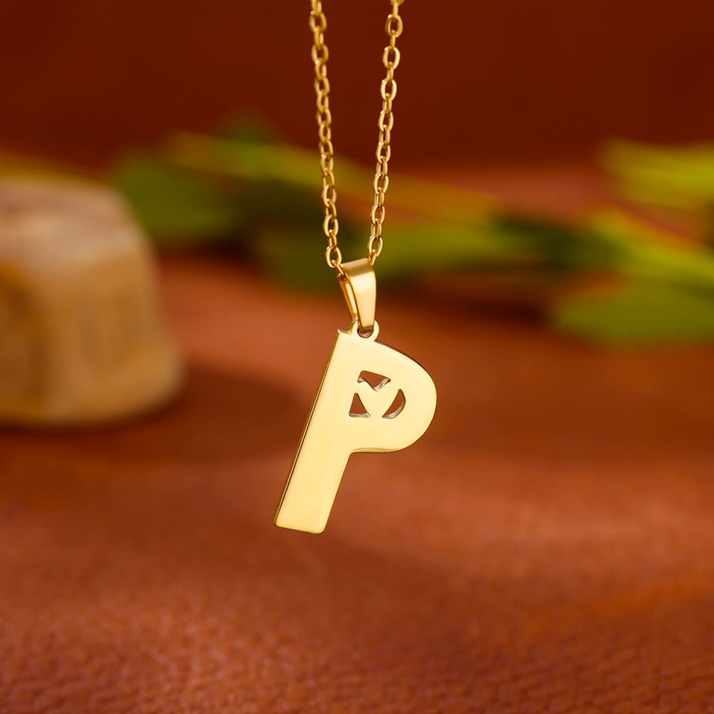 Gold Plated Initial Letter Love Necklace