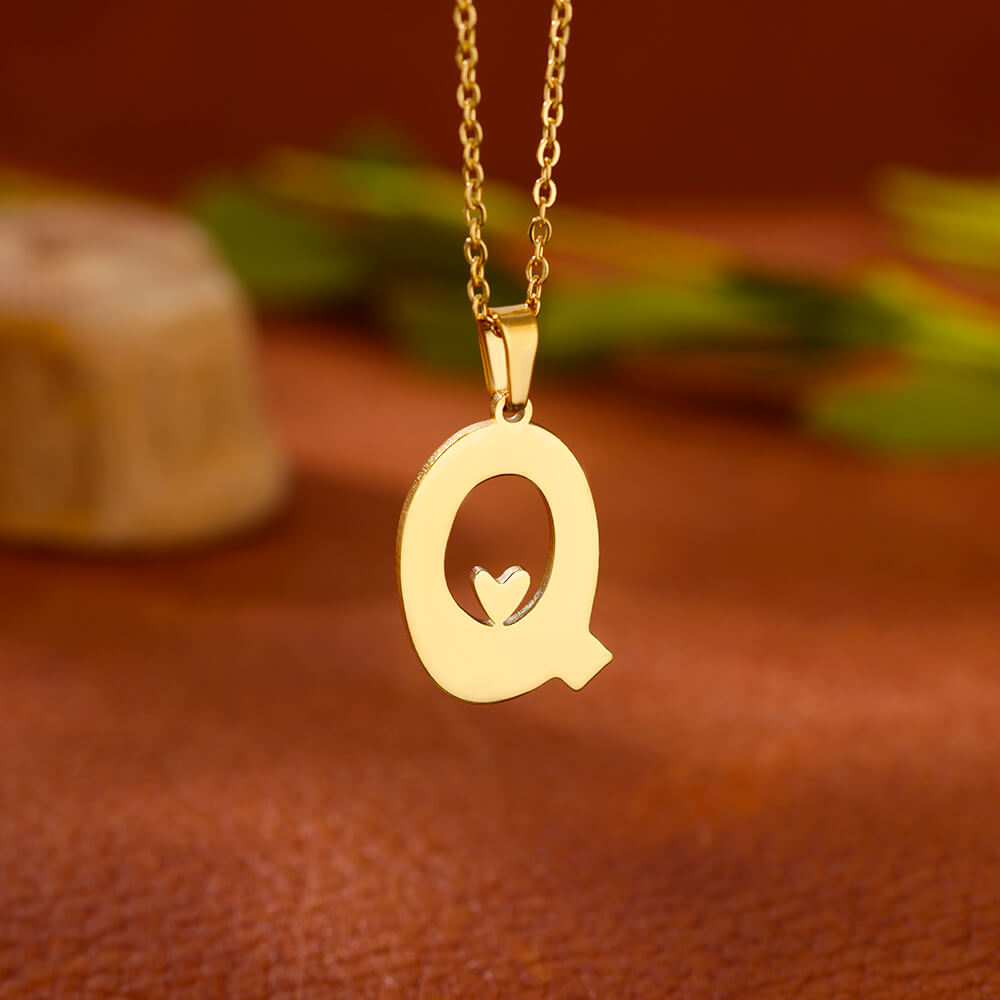 Gold Plated Initial Letter Love Necklace
