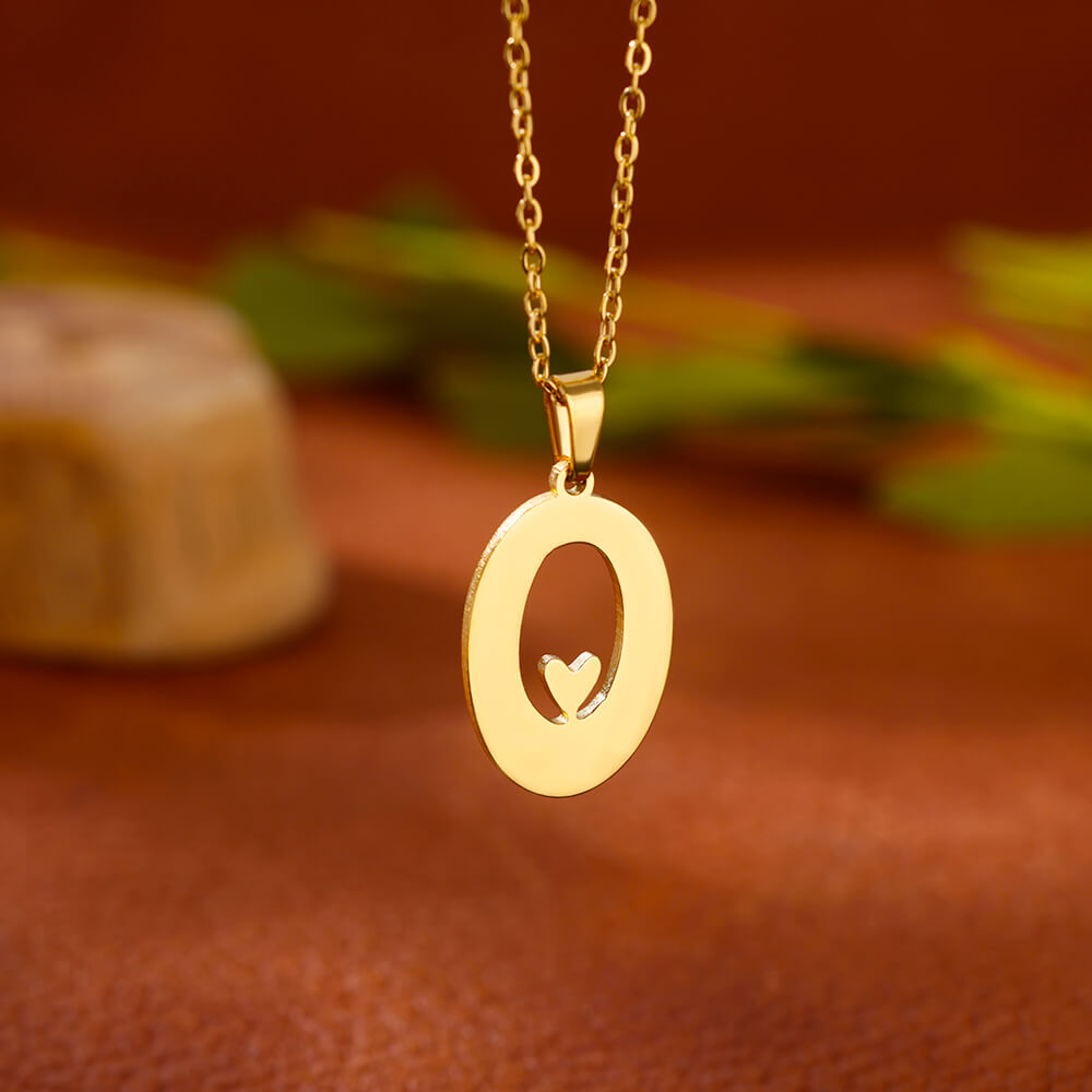Gold Plated Initial Letter Love Necklace