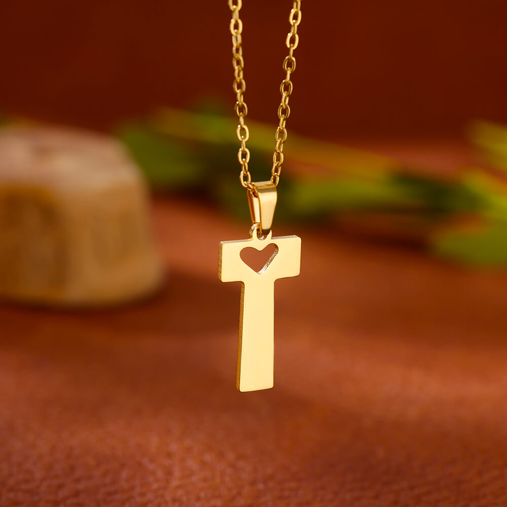 Gold Plated Initial Letter Love Necklace