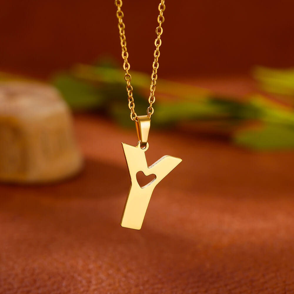 Gold Plated Initial Letter Love Necklace
