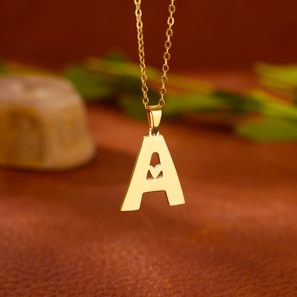 Gold Plated Initial Letter Love Necklace