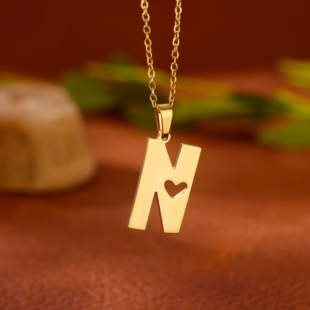Gold Plated Initial Letter Love Necklace