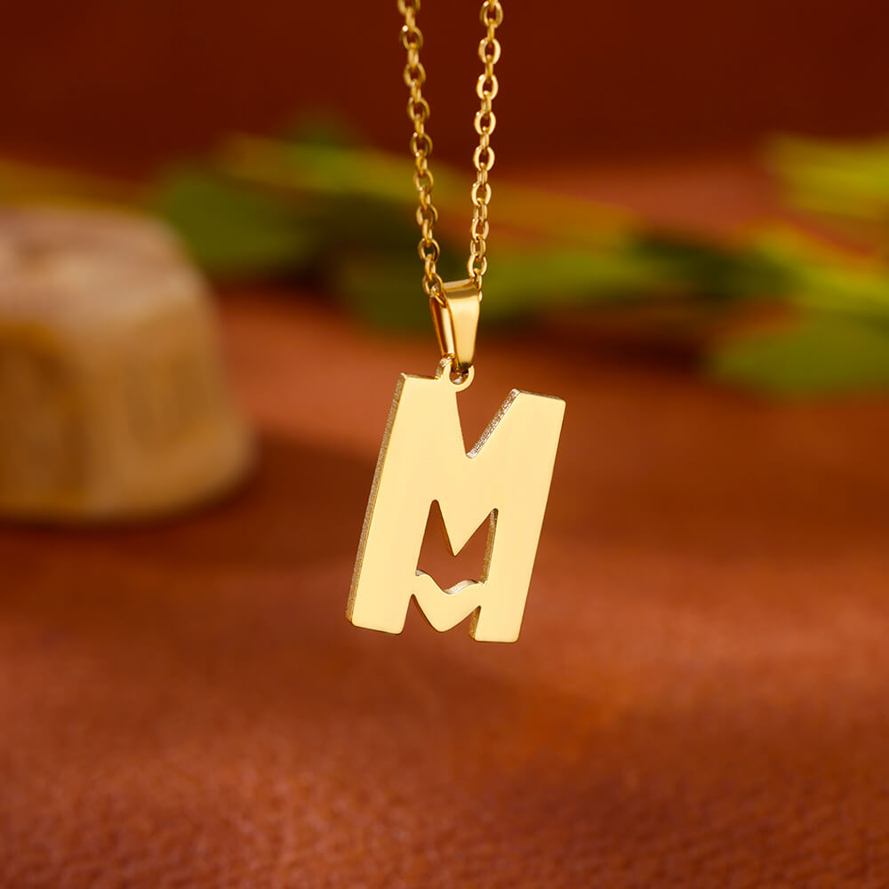 Gold Plated Initial Letter Love Necklace
