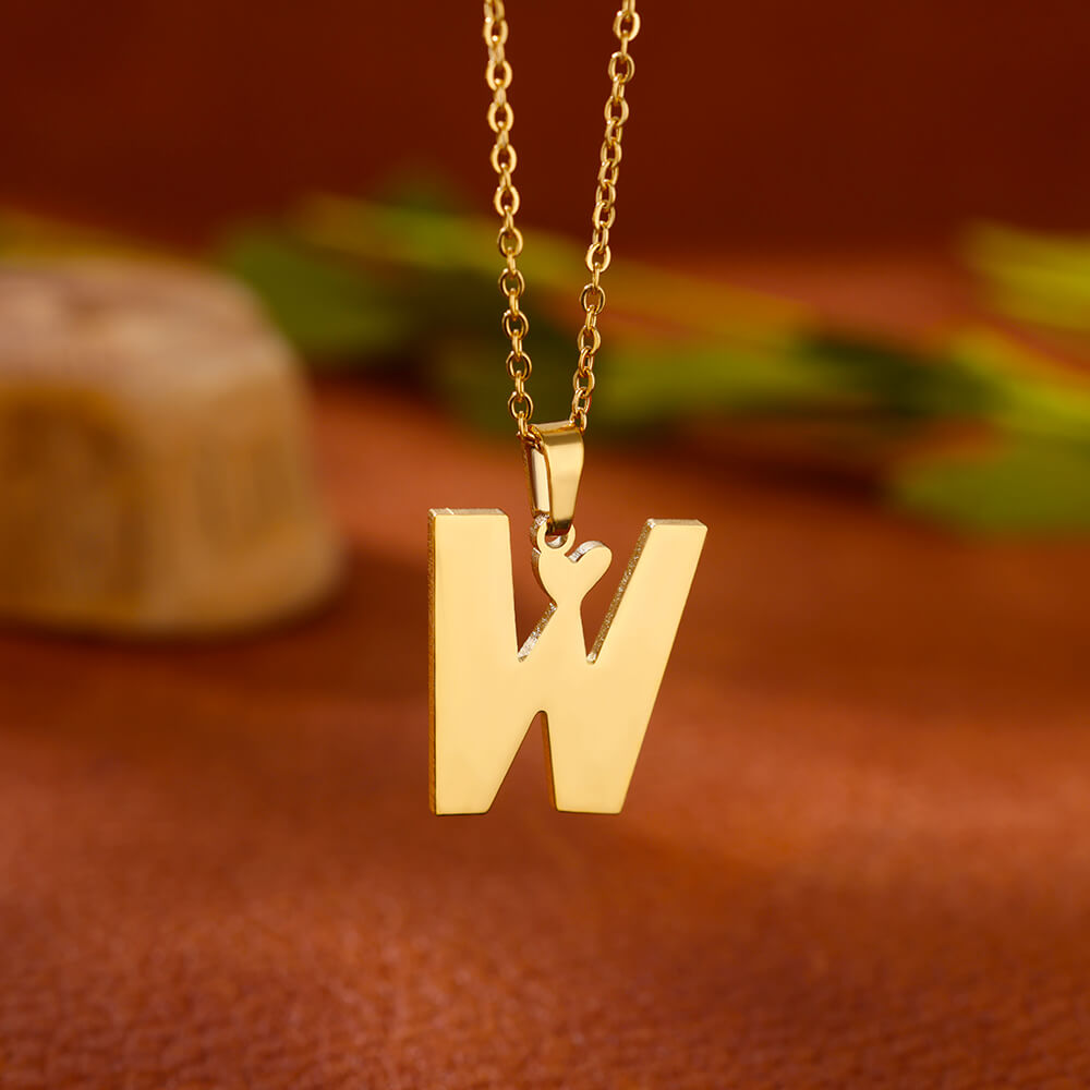 Gold Plated Initial Letter Love Necklace