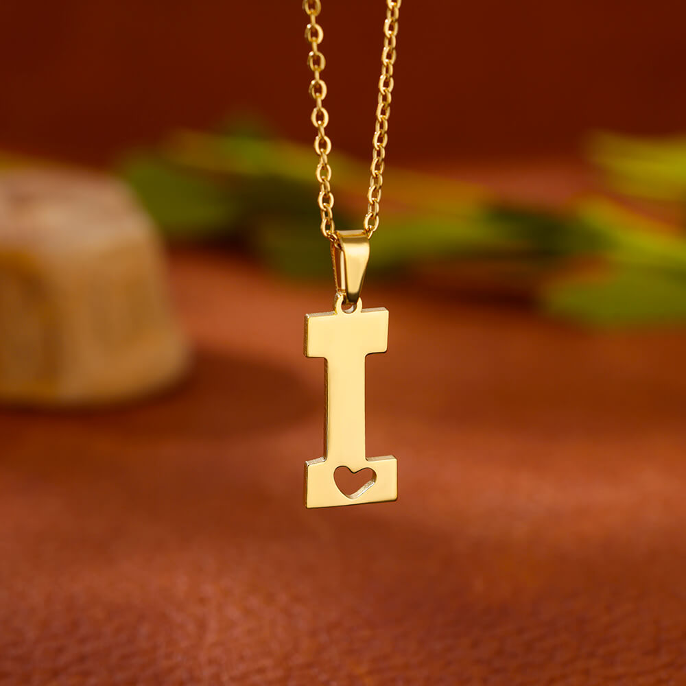 Gold Plated Initial Letter Love Necklace
