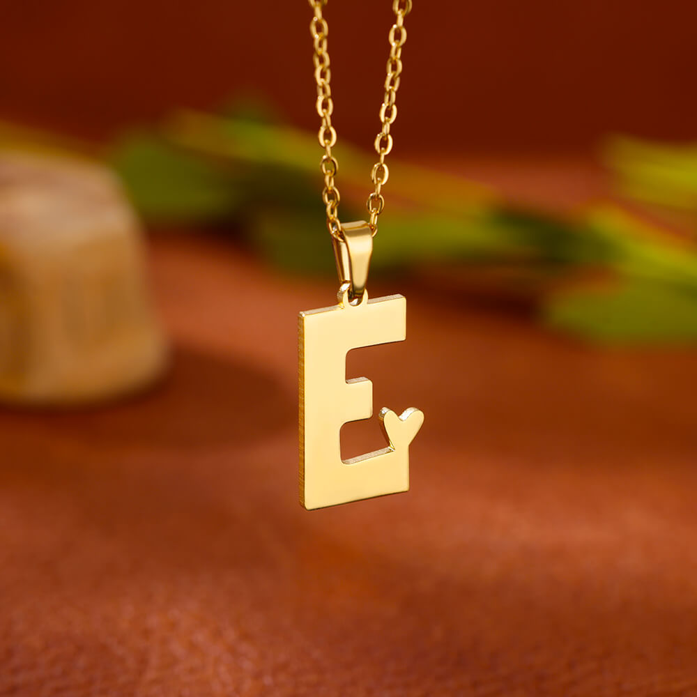 Gold Plated Initial Letter Love Necklace