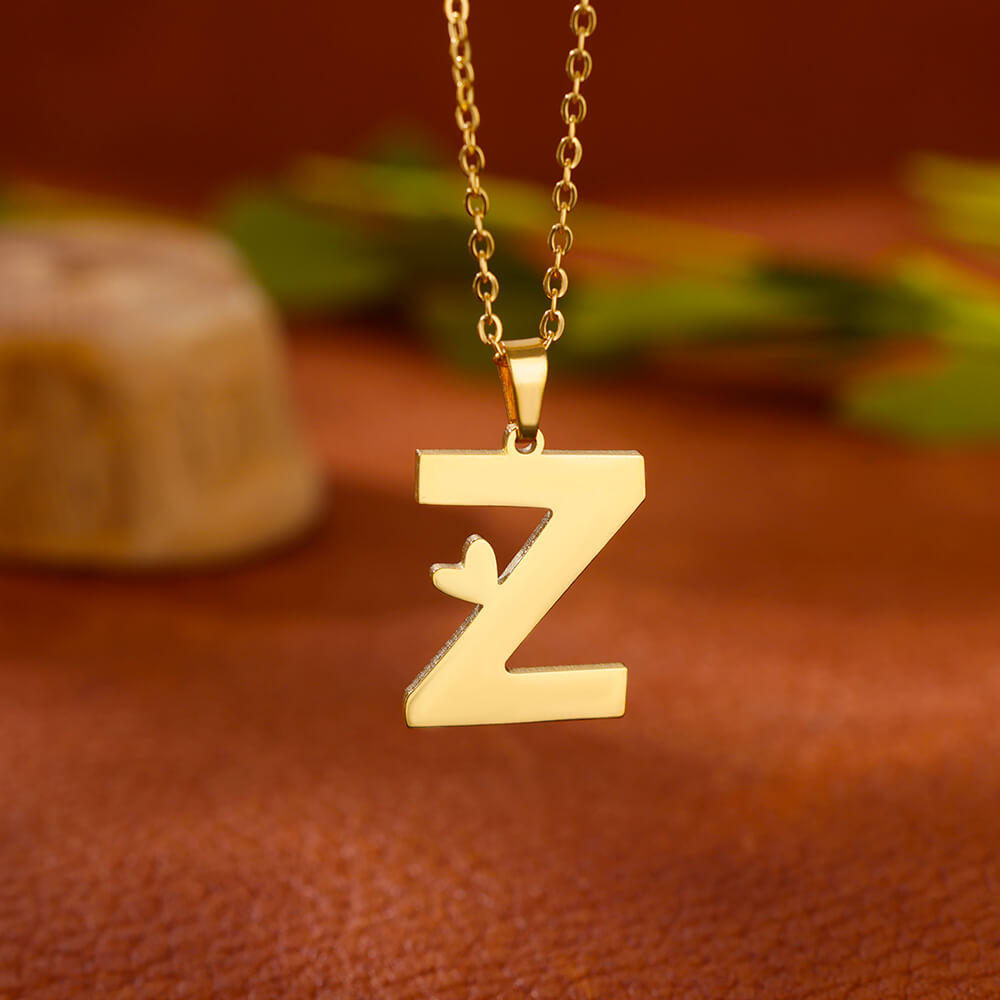 Gold Plated Initial Letter Love Necklace