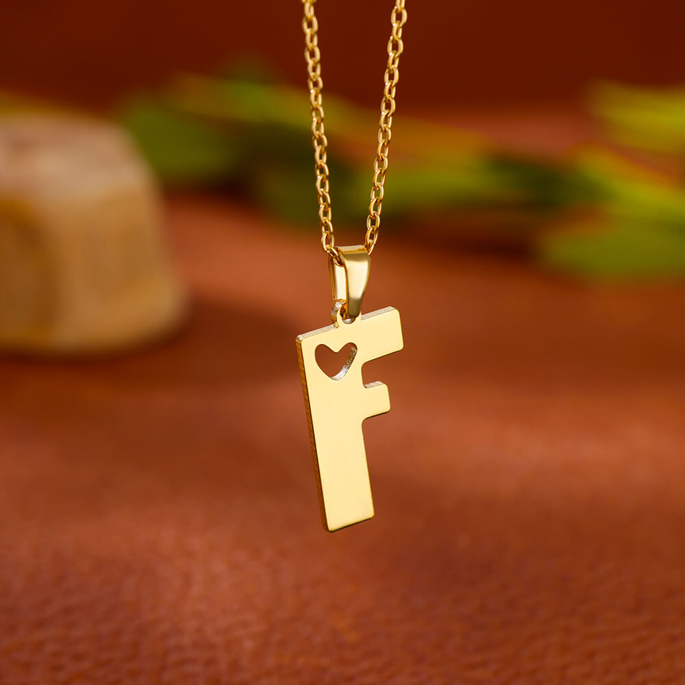 Gold Plated Initial Letter Love Necklace
