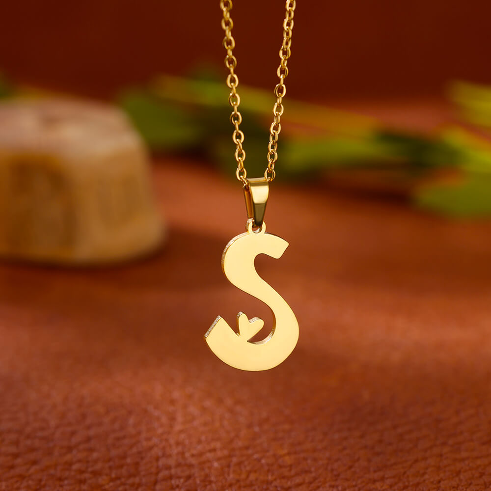 Gold Plated Initial Letter Love Necklace