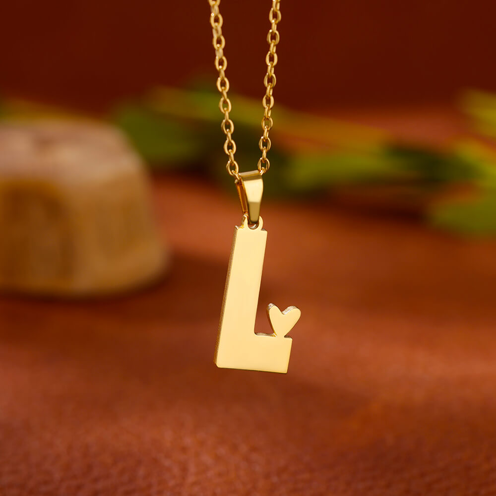 Gold Plated Initial Letter Love Necklace