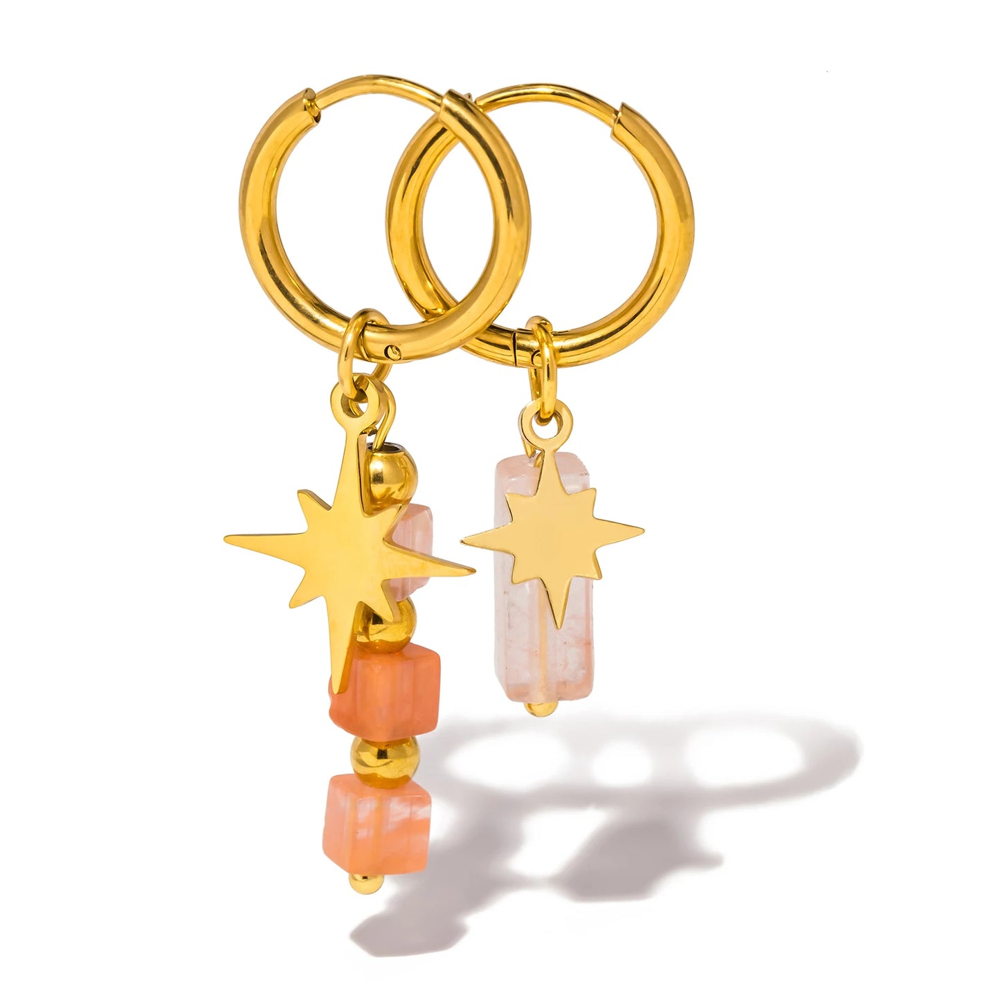Asymmetric Stone Star Earrings