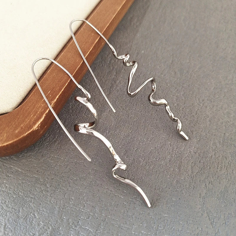 Asymmetric Wire Drop Earrings