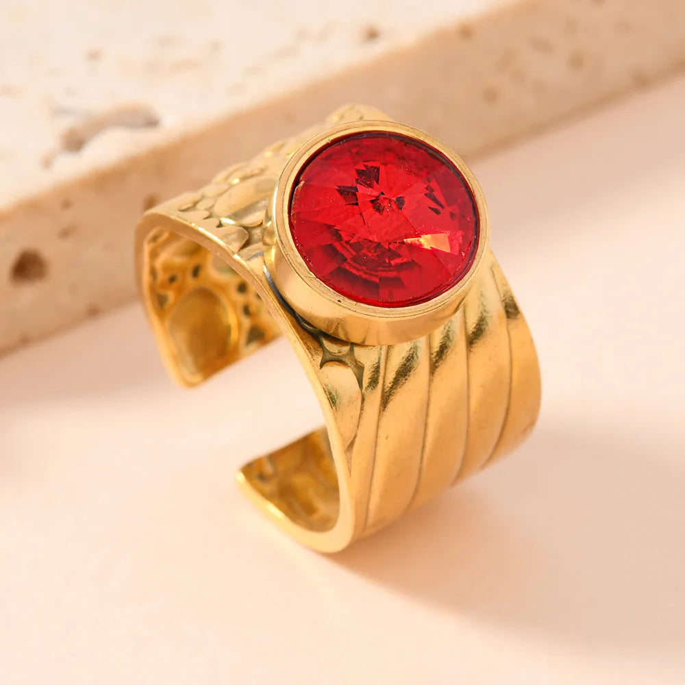 Stainless Steel Stone Ring