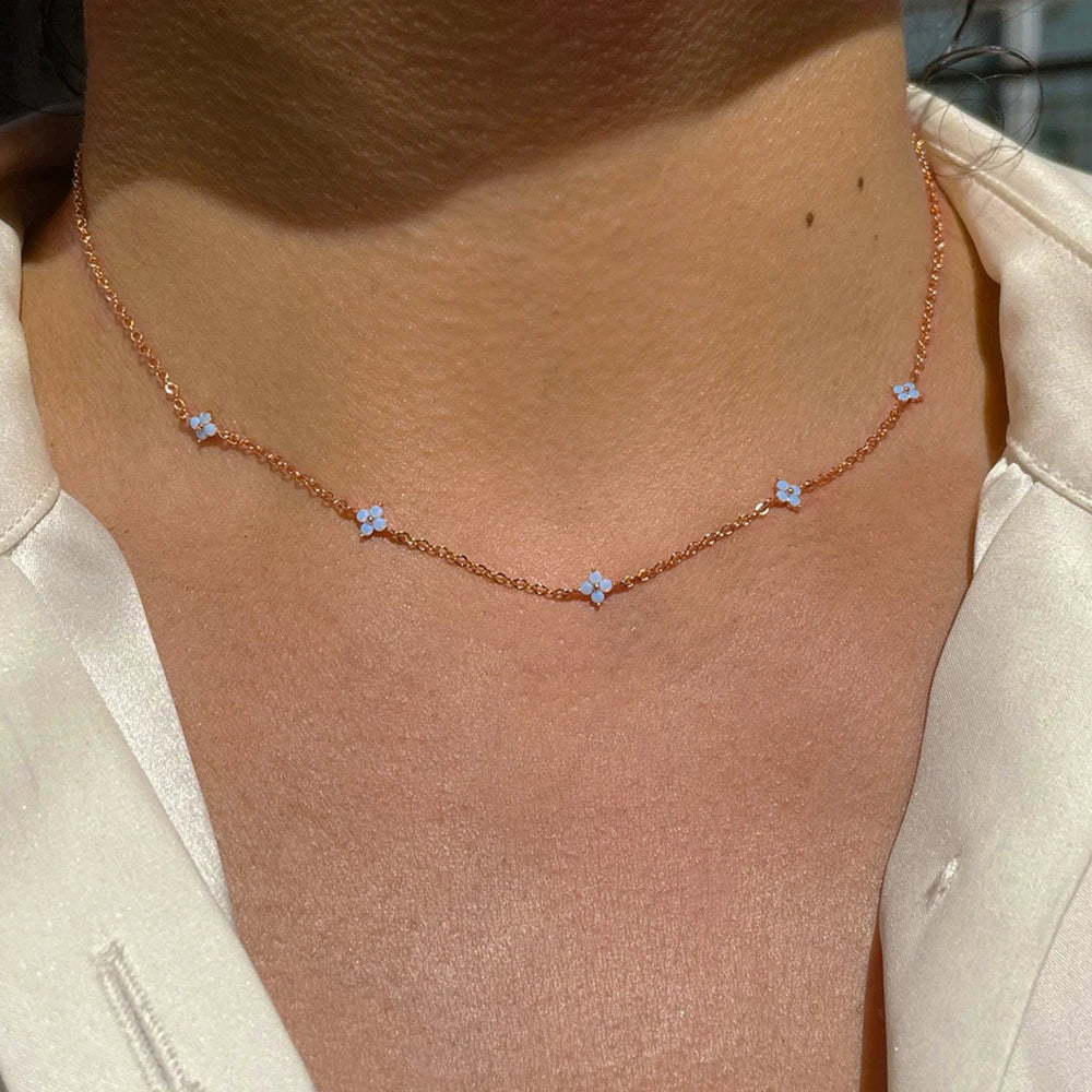 Crystal Clover Choker Necklace
