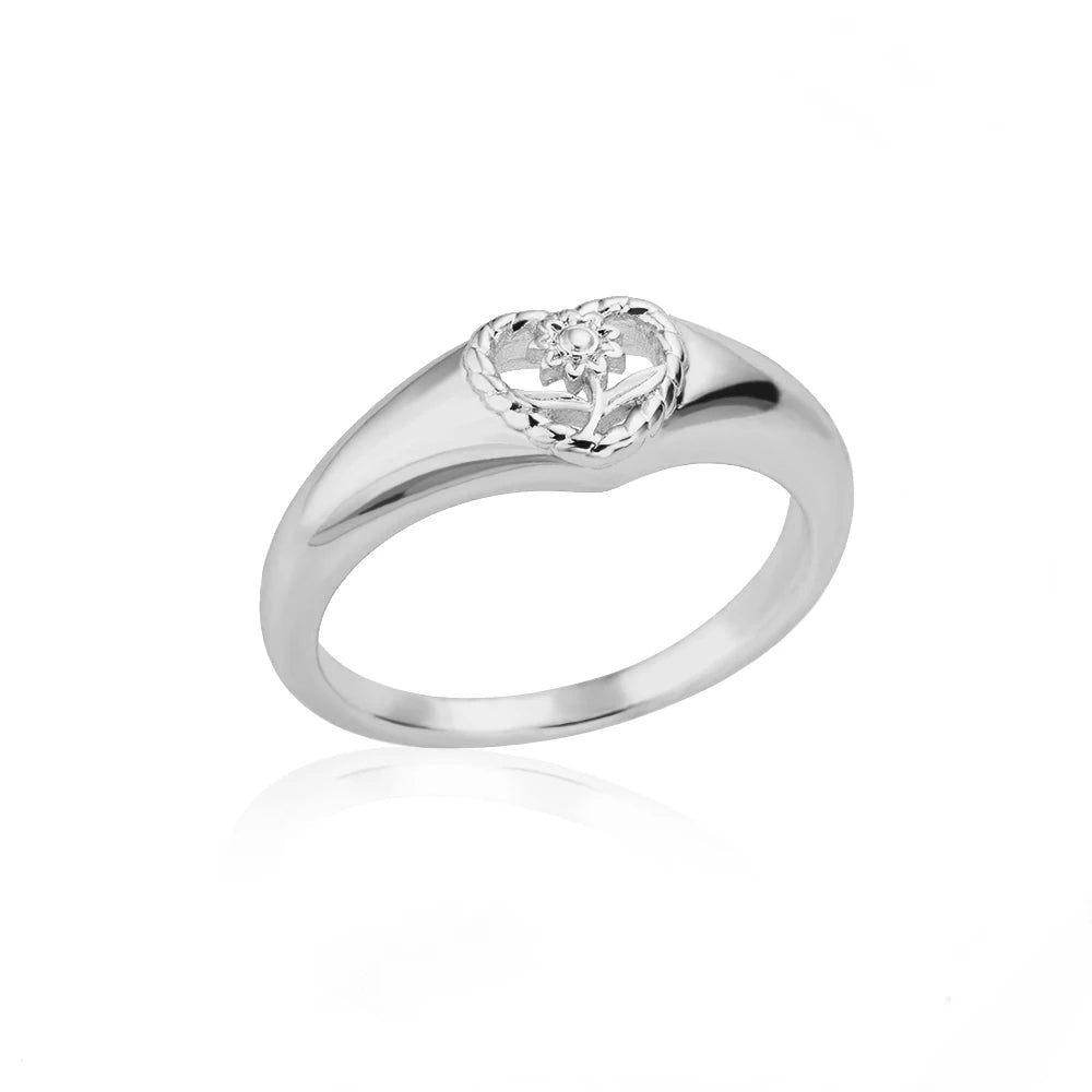 Hollow Heart Sunflower Ring