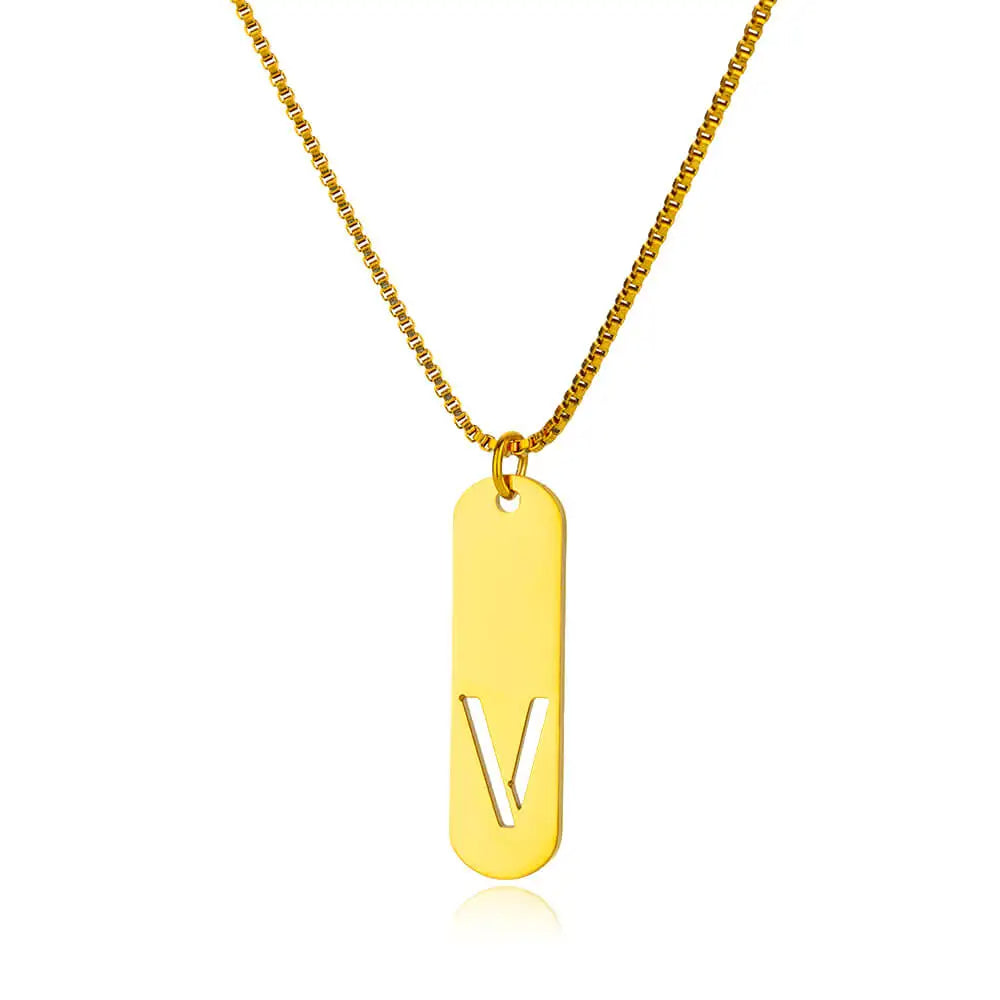 Hollow Initial Necklace