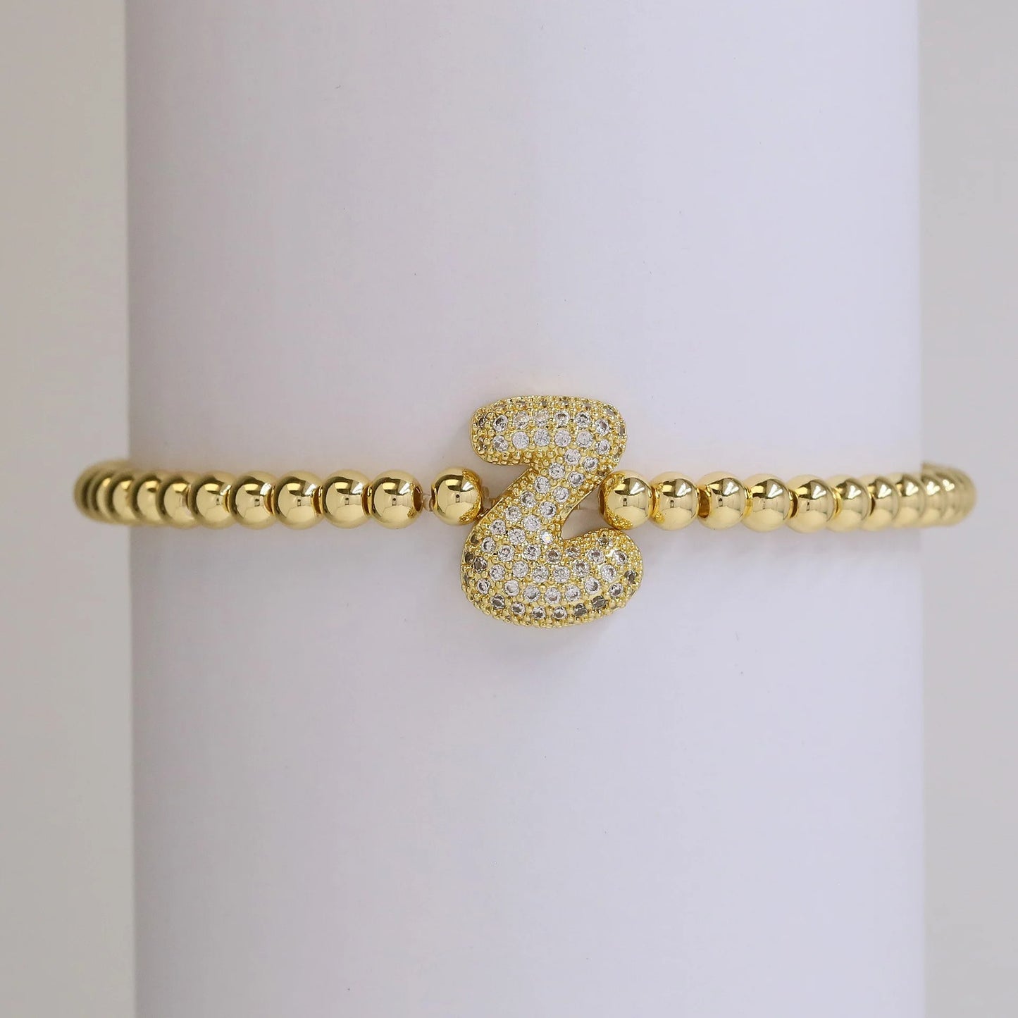 Beaded Bubble Initial Bracelet
