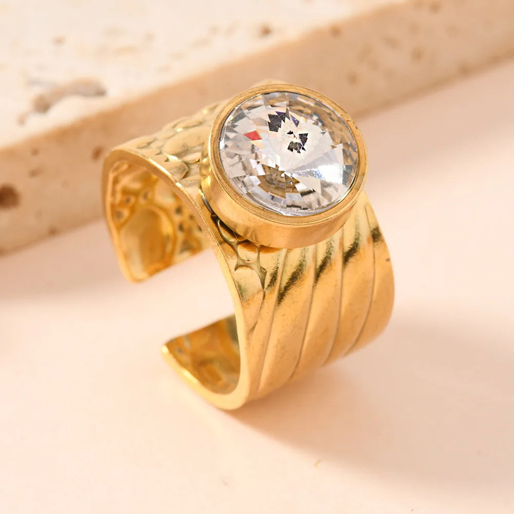 Stainless Steel Stone Ring