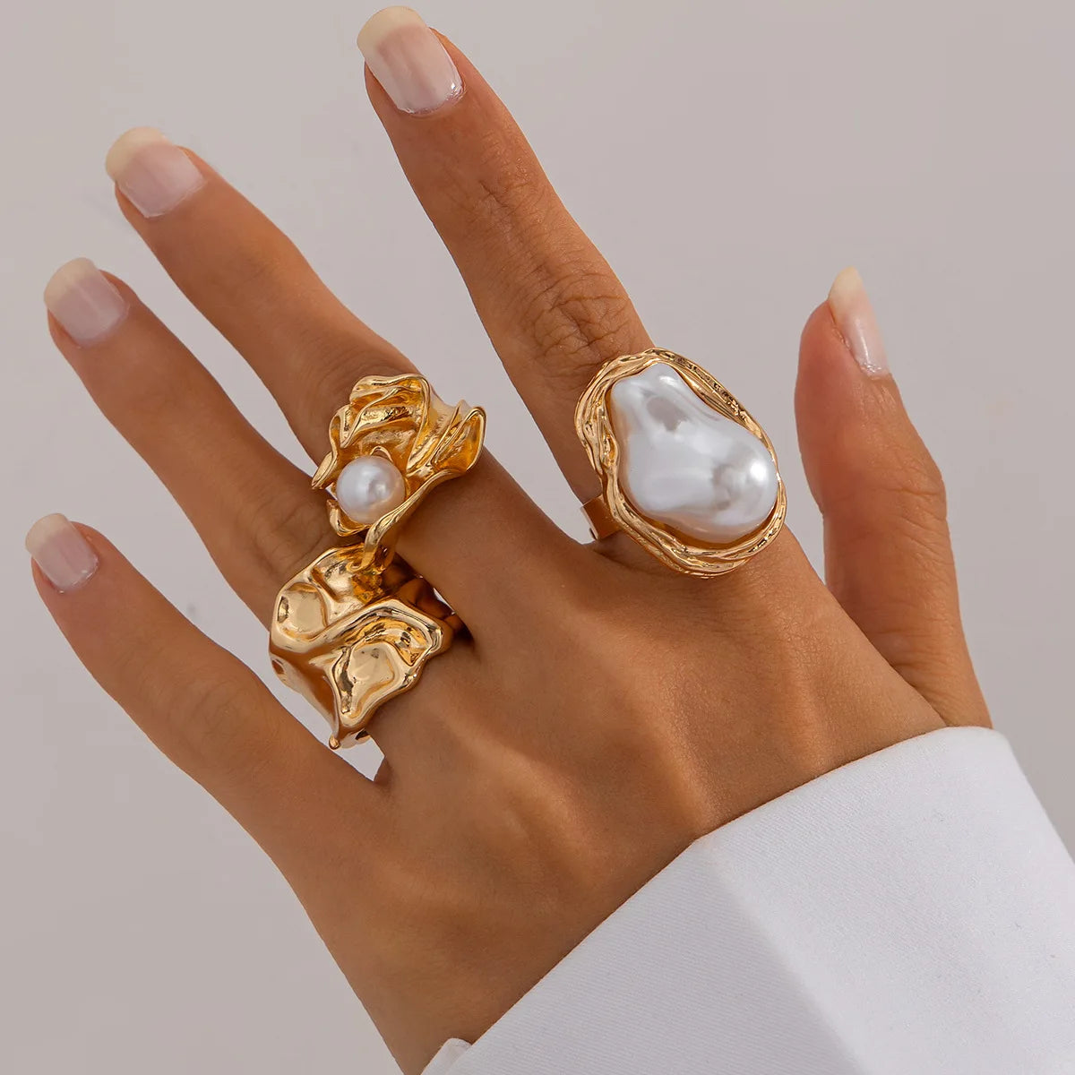 3 PCS Irregular Pearl Ring