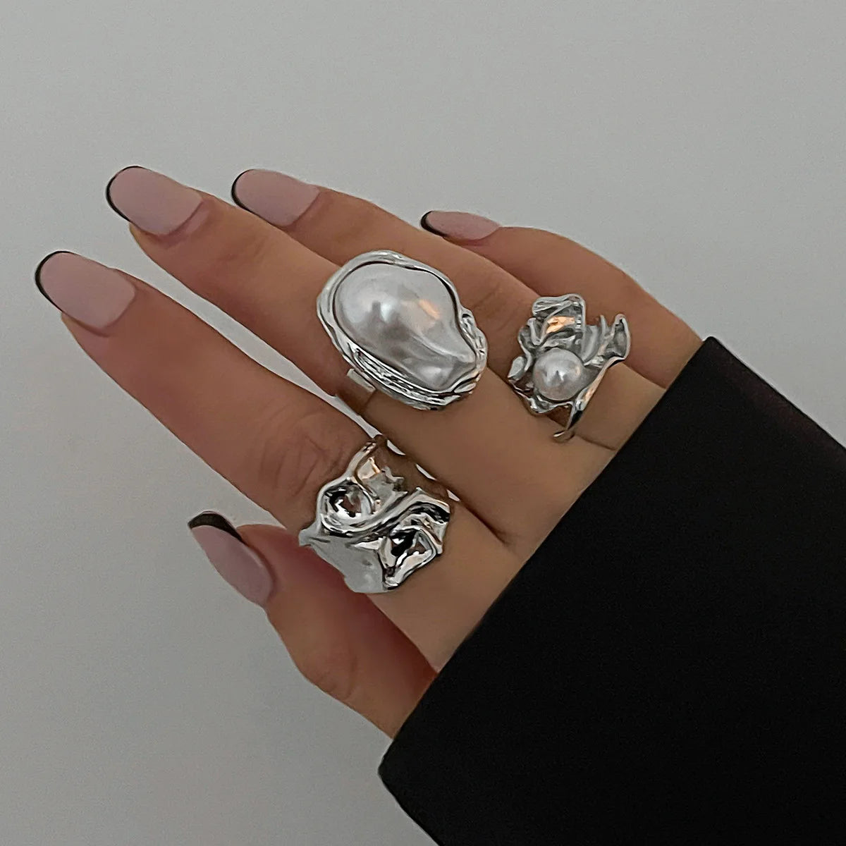 3 PCS Irregular Pearl Ring